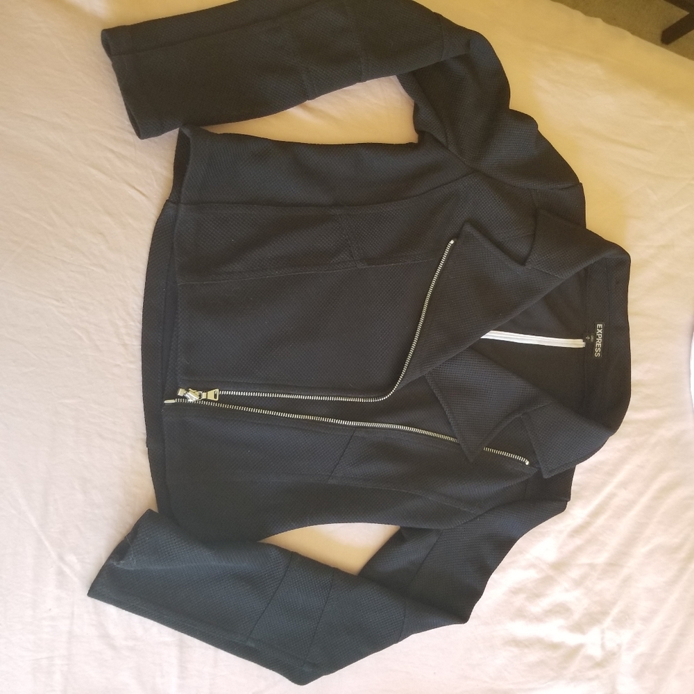 Express Black Knit Moto Jacket Size M